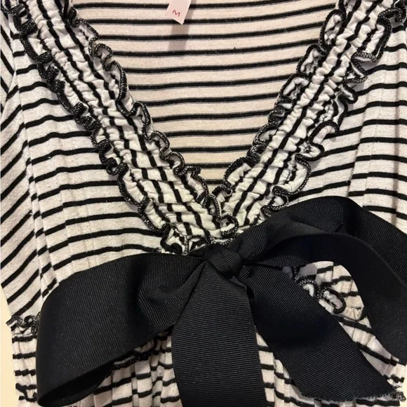 Women’s striped short sleeve top size medium blouse shirt summer feminine casual - Picture 7 of 10